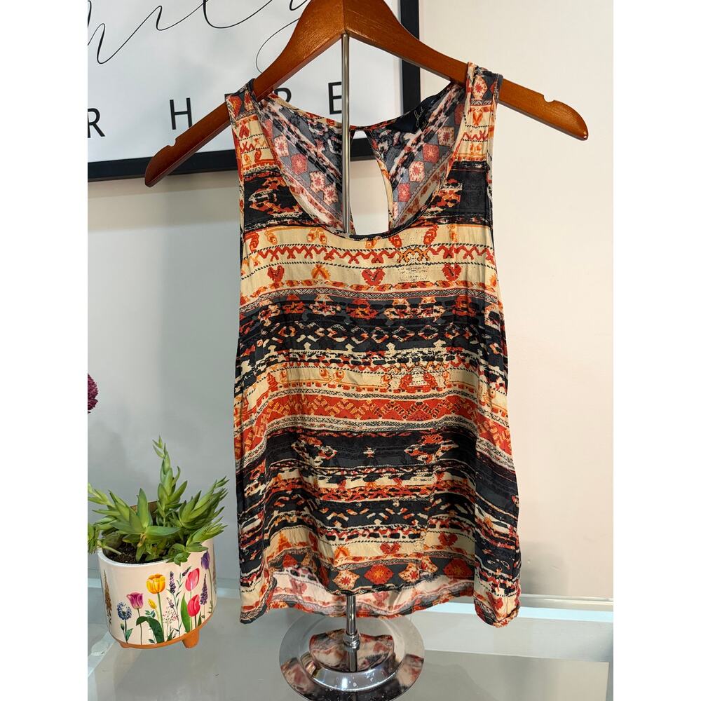 Jack Aztec Print Sleeveless Tank Blouse | Keyhole Back | Size Small